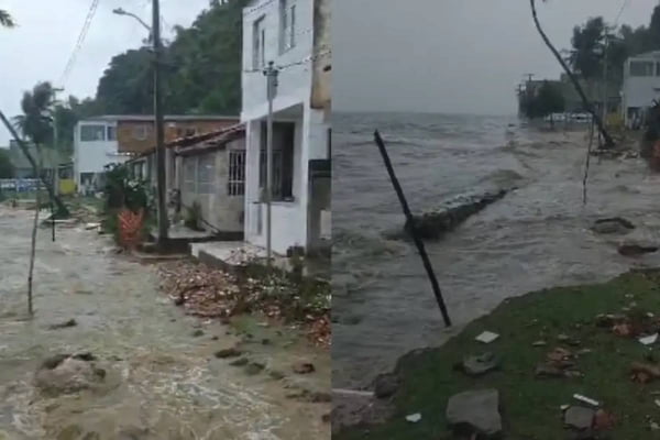 Foto colorida de estragos deixados pelas chuvas fortes na Bahia - Metrópoles