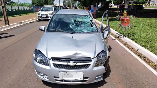 Imagem colorida de ocorrência de atropelamento em Ceilândia