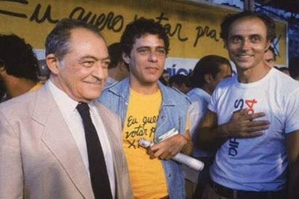 Imagem colorida de Eduardo Suplicy nas Diretas Já - Metrópoles
