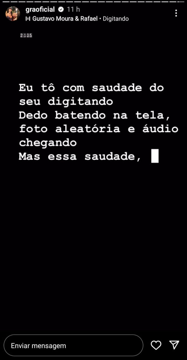 Print da música postada por Gracyanne Barbosa nas redes sociais - Metrópoles