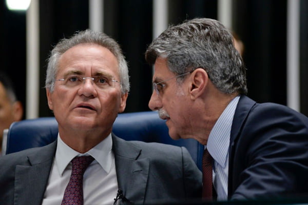 O senador Renan Calheiros e o ex-senador Romero Jucá