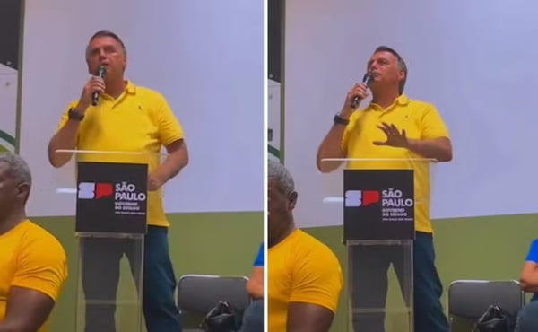Foto colorida de Bolsonaro discursando no Agroshow, nesta segunda-feira (29/4) - Metr&oacute;poles