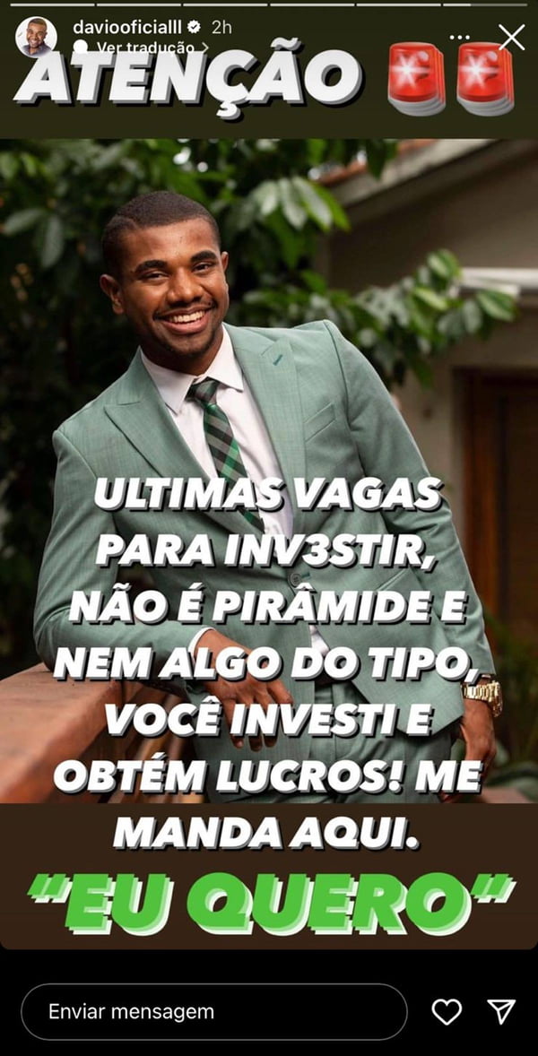 Foto colorida de golpe aplicado no Instagram de Davi Brito, vencedor do BBB24 - Metrópoles