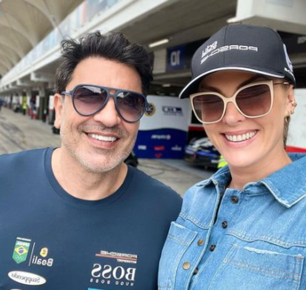 Ana Hickmann e Edu Guedes na Porsche Cup, em Interlagos