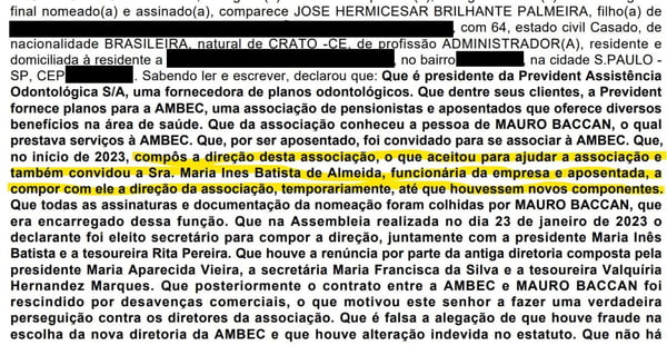 JOSE HERMICESAR DISSE À POLÍCIA QUE CONVIDOU FUNCIONÁRIA PARA PRESIDIR A AMBEC - METRÓPOLES