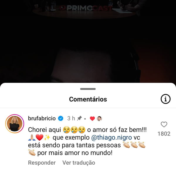 Print dos comentários contra e a favor de Thiago Nigro ser chamado de pai por Sophia, filha de Maíra - Metrópoles
