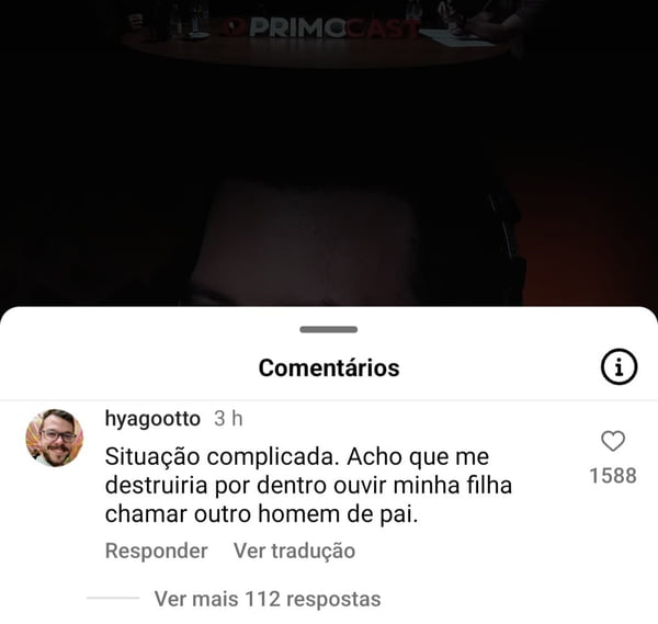 Print dos comentários contra e a favor de Thiago Nigro ser chamado de pai por Sophia, filha de Maíra - Metrópoles