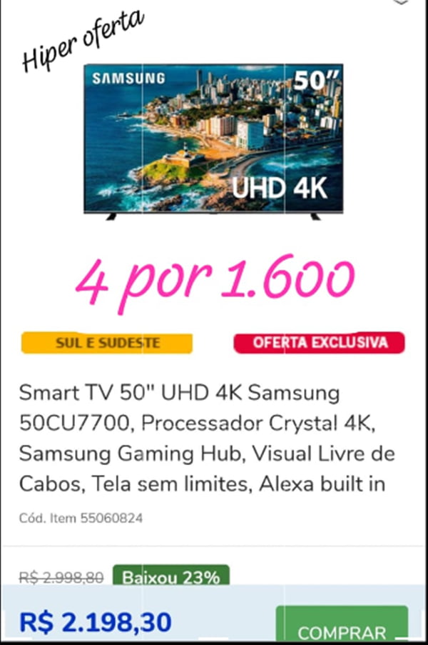 anúncio de venda de TV