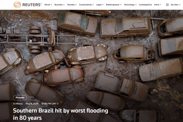 Reportagem da agência Reuters sobre enchentes no Brasil - Metrópoles