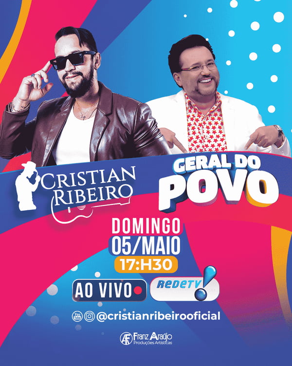 Card de divulgação da participação de Cristian Ribeiro na RedeTV! - Metrópoles