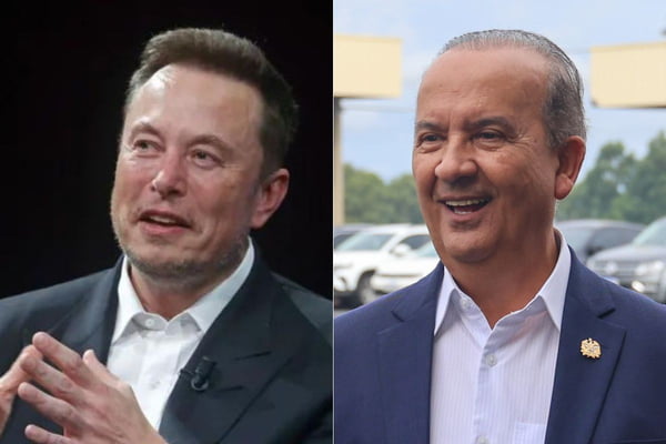 O empresário Elon Musk e o governador de Santa Catarina, Jorginho Mello, do PL