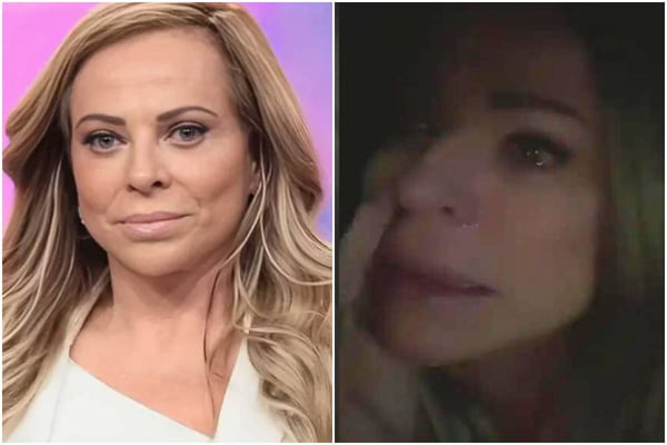 Christina Rocha em montagem com duas fotos. Na segunda, ela está chorando - Metrópoles