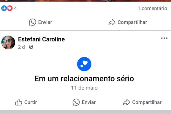 foto colorida de facebook com a frase em um relacionamento sério - metrópoles