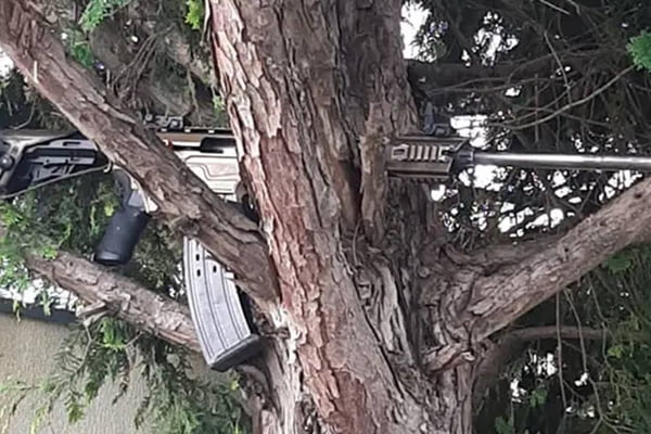 Arma é deixada em árvore após assalto em Guarapuava, no Paraná