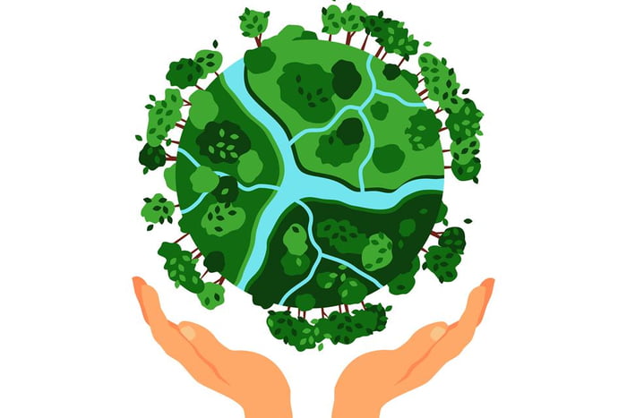 Earth day concept. Human hands holding globe