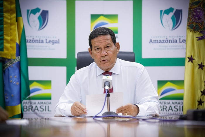 Vice-Presidente da República, Hamilton Mourão, durante gravação do programa “Por dentro da Amazônia”     Foto: Romério Cunha/VPR