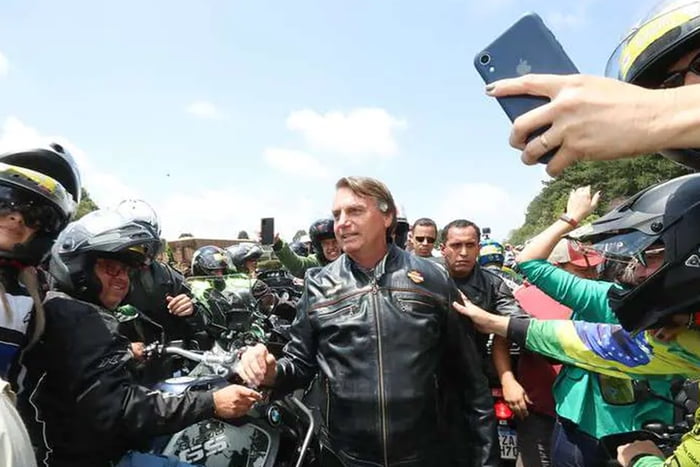 Presidente Jair Bolsonaro em motociata em São Paulo