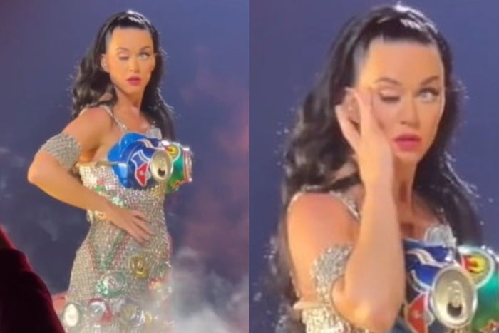 Katy Perry desconfigurada pane no sistema olho