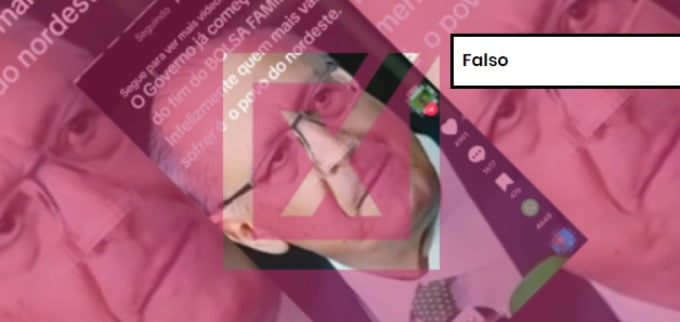 Captura de tela de vídeo sobre o fim do Bolsa Família sob a etiqueta de conteúdo falso
