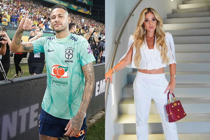 Montagem com fotos coloridas de Neymar e Bianca Coimbra - Metrópoles
