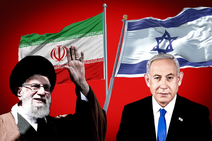 Colagem mostra o aiatolá Ali Khamenei ao lado do primeiro-ministro Benjamin Netanyahu - Metrópoles