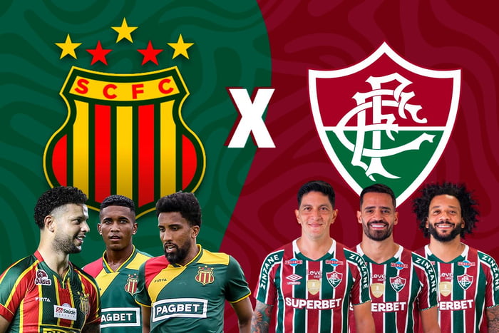 Arte mostra jogadores e escudos dos times Sampaio Corrêa e Fluminense -Metrópoles