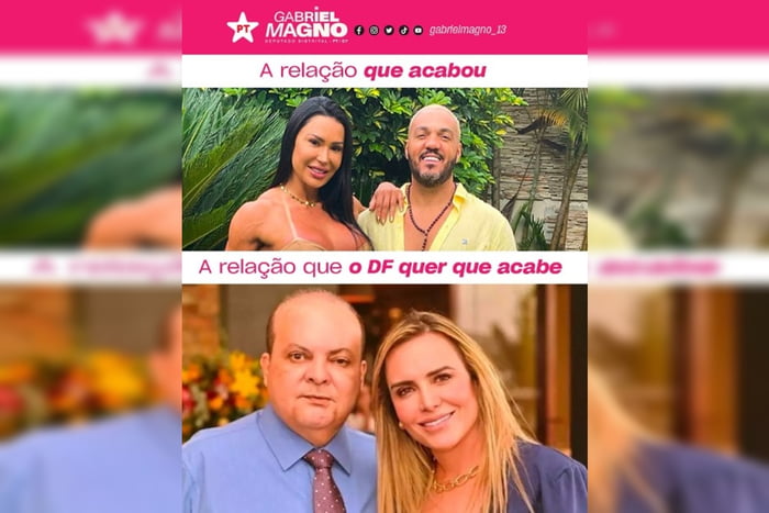 Imagem colorida de postagem do deputado distrital Gabriel Magno (PT) sobre Ibaneis Rocha e Celina Leão
